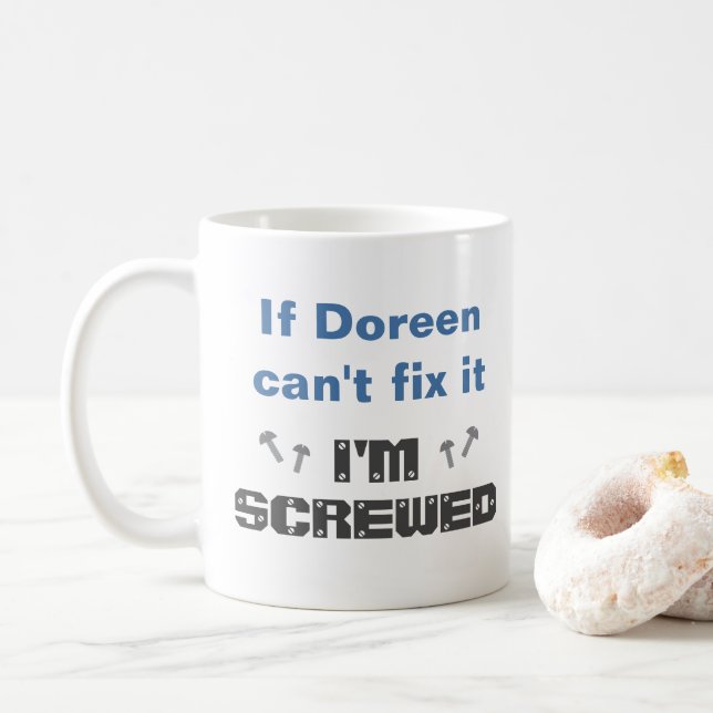 De Café Caneca Nome Divertido Conserta Estragado : Cinza A (Com Donut)
