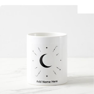 De Café Caneca Nome Personalizado Celestial - Preto e Bran