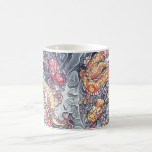 De Café Caneca oriental legal do tatuagem dos dragões