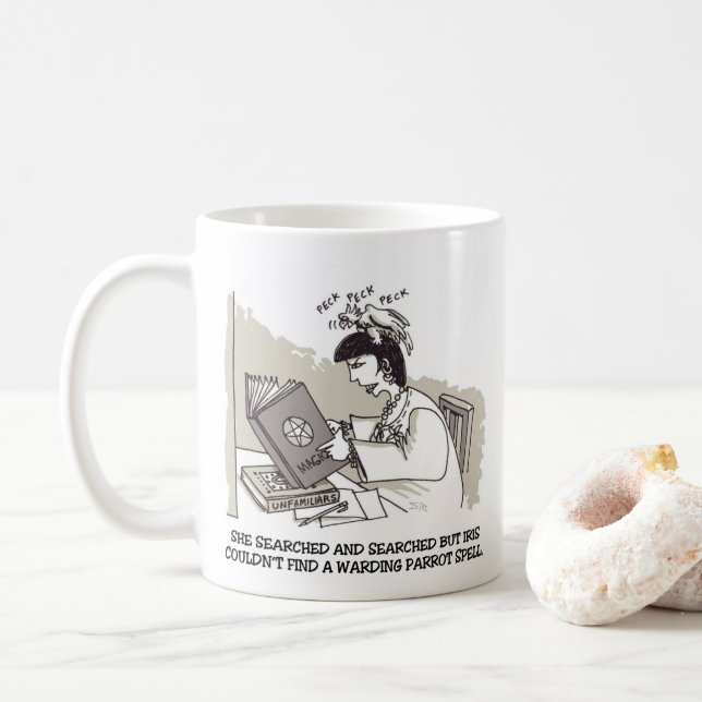 De Café Caneca Papagaio Bruxa mão direita (Com Donut)