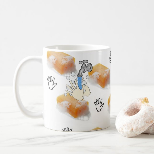 De Café Caneca para Lavar as Mãos com Sabão (Com Donut)