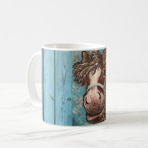 De Café Caneca parva do cavalo & da madeira do celeiro