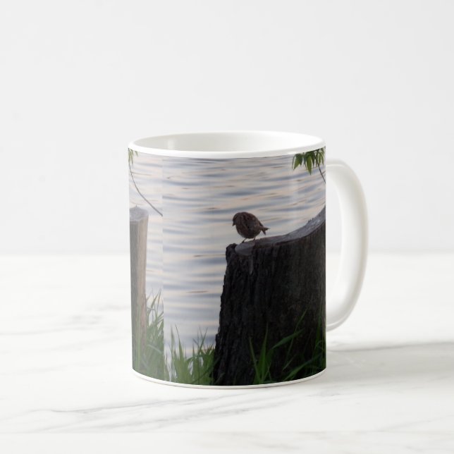 De Café Caneca Pássaro em um Toco (Frente Esquerda)