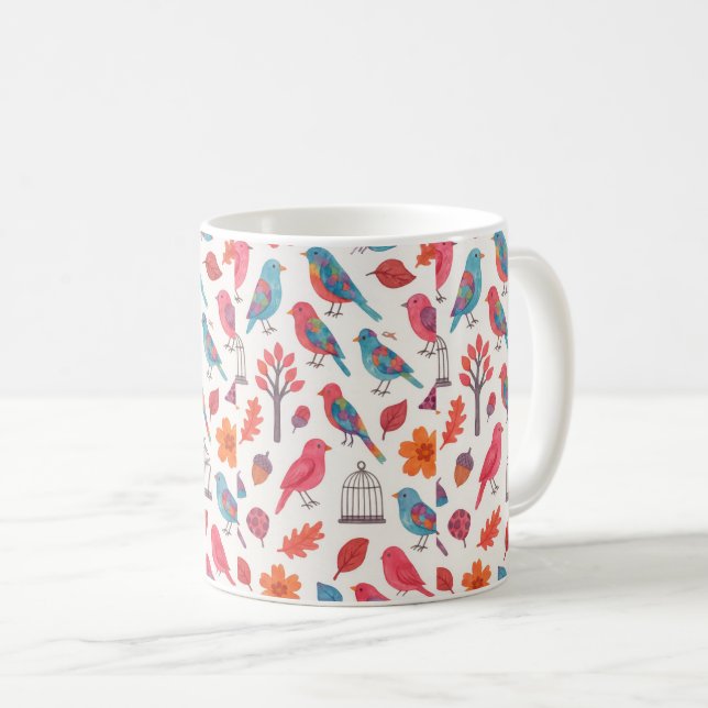 De Café Caneca Pássaros e Flores DESING (Frente Esquerda)