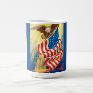 De Café Caneca Patriótica da Bandeira dos EUA & Águia