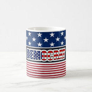 De Café Caneca Patriótica Democrata Estrelas e Listras 