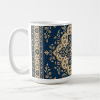 Caneca Persa Medalhão Antigo Azul Dourado Presente
