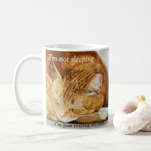 De Café Caneca personalizada aguarela do gato do gengibre (Com Donut)
