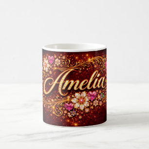 De Café Caneca Personalizada Amelia Rosa Coração Esmeralda
