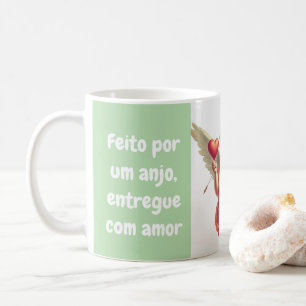 De Café caneca personalizada anjo cupido com coração 