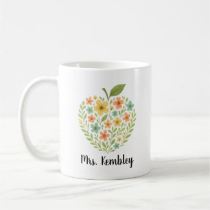 De Café Caneca Personalizada Apple Teacher Floral Apple cu