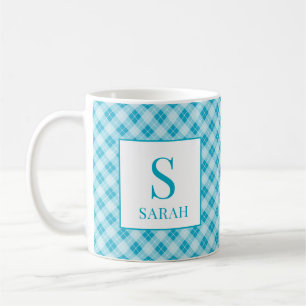 De Café Caneca Personalizada Aqua Blue Argyle Xadrez