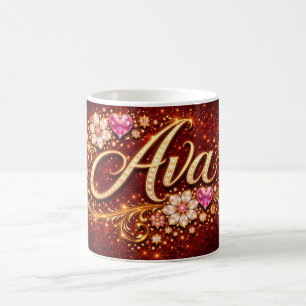 De Café Caneca Personalizada Ava Dourado Coração Rosa Pres