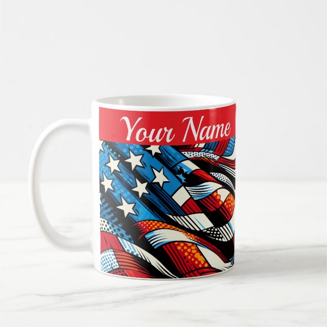 De Café Caneca Personalizada Bandeira EUA (Esquerda)