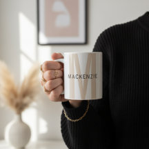 Caneca Personalizada Bege com Monograma Presente p