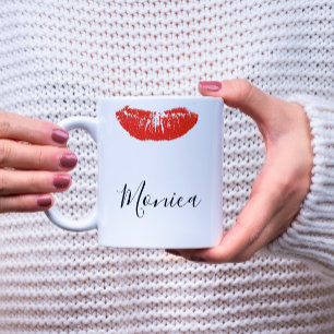 De Café Caneca Personalizada Beijo Lábios Vermelhos Batom