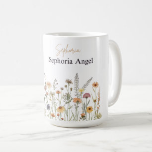 De Café Caneca Personalizada Boho Wildflower Caneca com