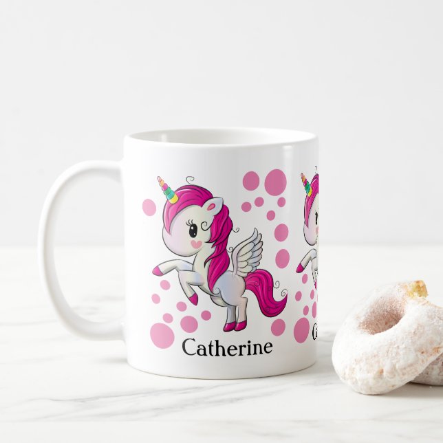 De Café Caneca personalizada bonito do unicórnio (Com Donut)