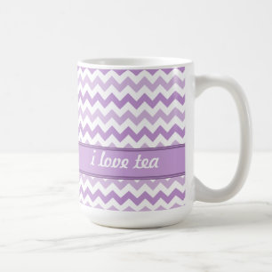 De Café Caneca personalizada Chevron cor-de-rosa & branca