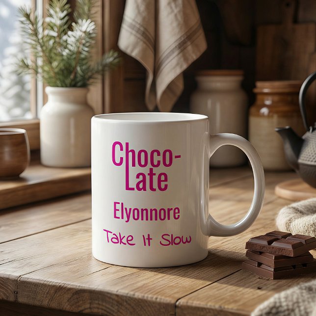 De Café Caneca Personalizada Choco-Late Vá com Calma (Criador carregado)