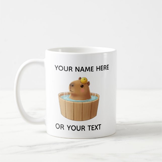 De Café Caneca Personalizada com Capivara Fofa na Banheira (Esquerda)