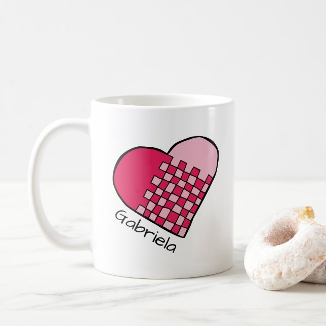 De Café Caneca Personalizada com Coração Tecido Vermelho e (Com Donut)