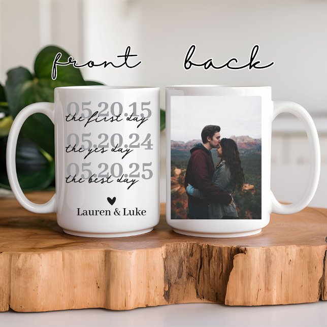 De Café Caneca Personalizada com Foto e Data do Casal Recé (custom wedding photo mug, wedding date mug, personalized couple mug, newlyweds gift, engagement gift)