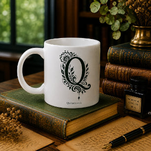 De Café Caneca Personalizada com Linocut Botânico da Letra