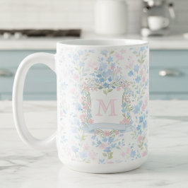 De Café Caneca Personalizada com Monograma Floral Elegante