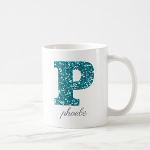 De Café Caneca Personalizada com Monograma P em Brilho Tur