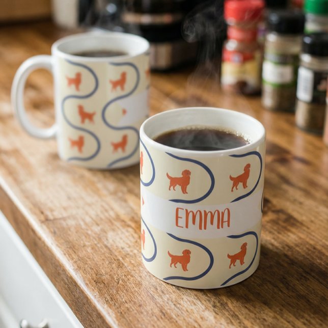 De Café Caneca Personalizada com Nome do Golden Retriever  (Criador carregado)