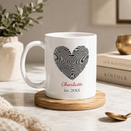 De Café Caneca Personalizada com Nome e Impressão Digital 