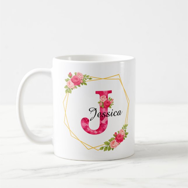 De Café Caneca Personalizada com Nome e Inicial Presente F (Esquerda)