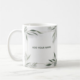 De Café Caneca Personalizada com Nome e Moldura Botânica M