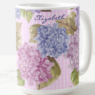 De Café Caneca Personalizada com Nome Hidrângeas em Aquare