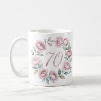 De Café Caneca Personalizada com Peônias em Aquarela para