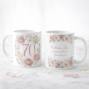De Café Caneca Personalizada com Peônias em Aquarela para