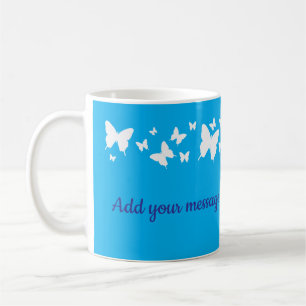 De Café Caneca personalizada da borboleta azul para casame