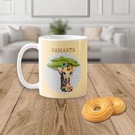 De Café Caneca Personalizada da Girafa na Savana