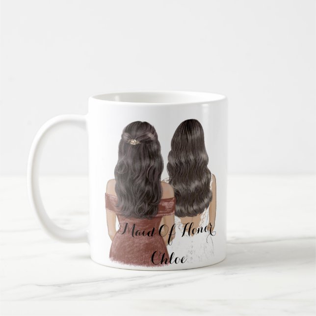 De Café caneca personalizada da madrinha do casamento (Esquerda)