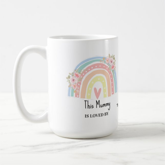 De Café Caneca Personalizada da Mamãe com Arco-íris e Flor (Esquerda)