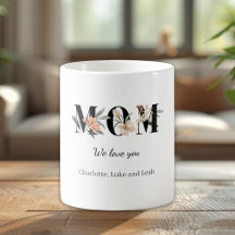 Caneca Personalizada da Mamãe com Flores Elegantes