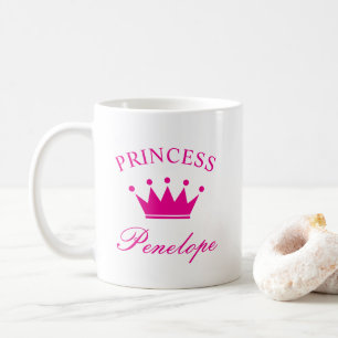 De Café Caneca personalizada da princesa com coroa e nome
