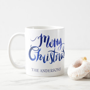 De Café Caneca personalizada do azul e do White Christmas