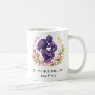 De Café Caneca personalizada do Dia das Mães com flores da