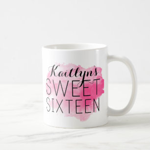 De Café Caneca personalizada do doce 16 com aguarela