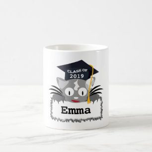 De Café Caneca personalizada do gatinho da graduação