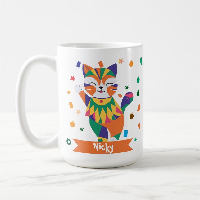 De Café Caneca Personalizada do Gato Samba Sortudo Maneki  (Esquerda)
