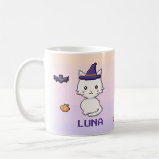 De Café Caneca personalizada do Halloween do gato branco
