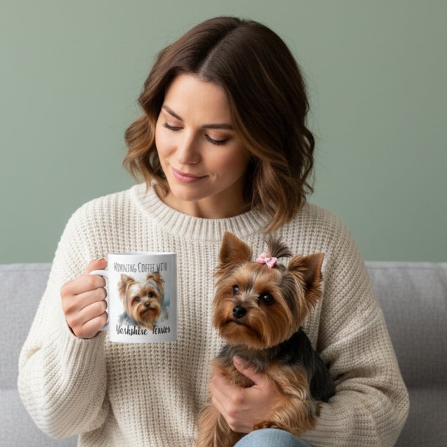 De Café Caneca personalizada do Yorkshire Terrier castanho (Criador carregado)